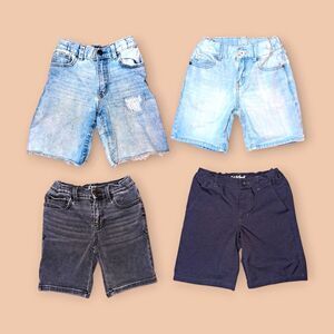 Cat & Jack Boys Athletic Shorts Lot of 4 Size 5 Denim/Cotton Blue Gray Pockets